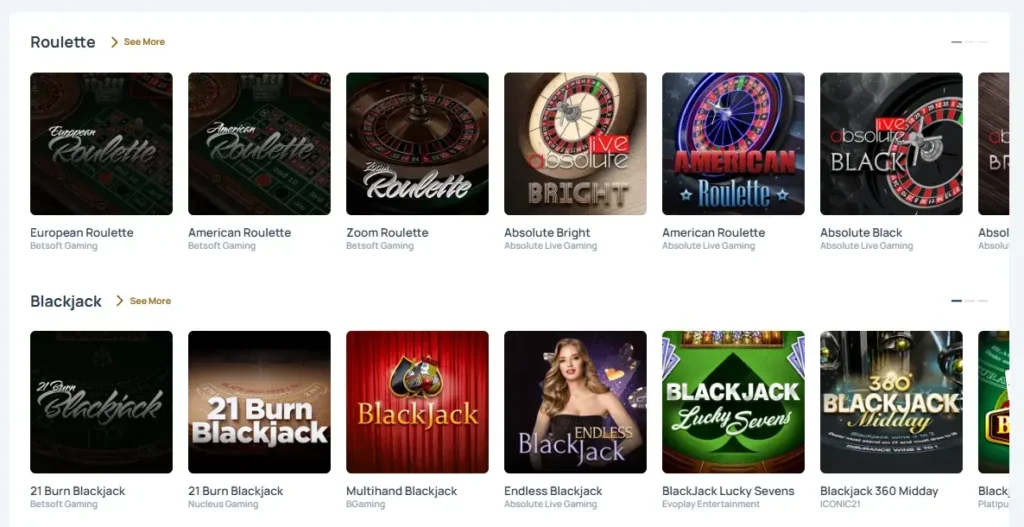 Live and Table Games at Spindog Casino